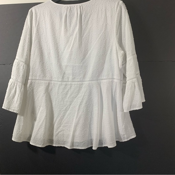 2/$35 Isaac Mizrahi Swiss Dot Blouse Ruffle Slvs - Picture 7 of 14
